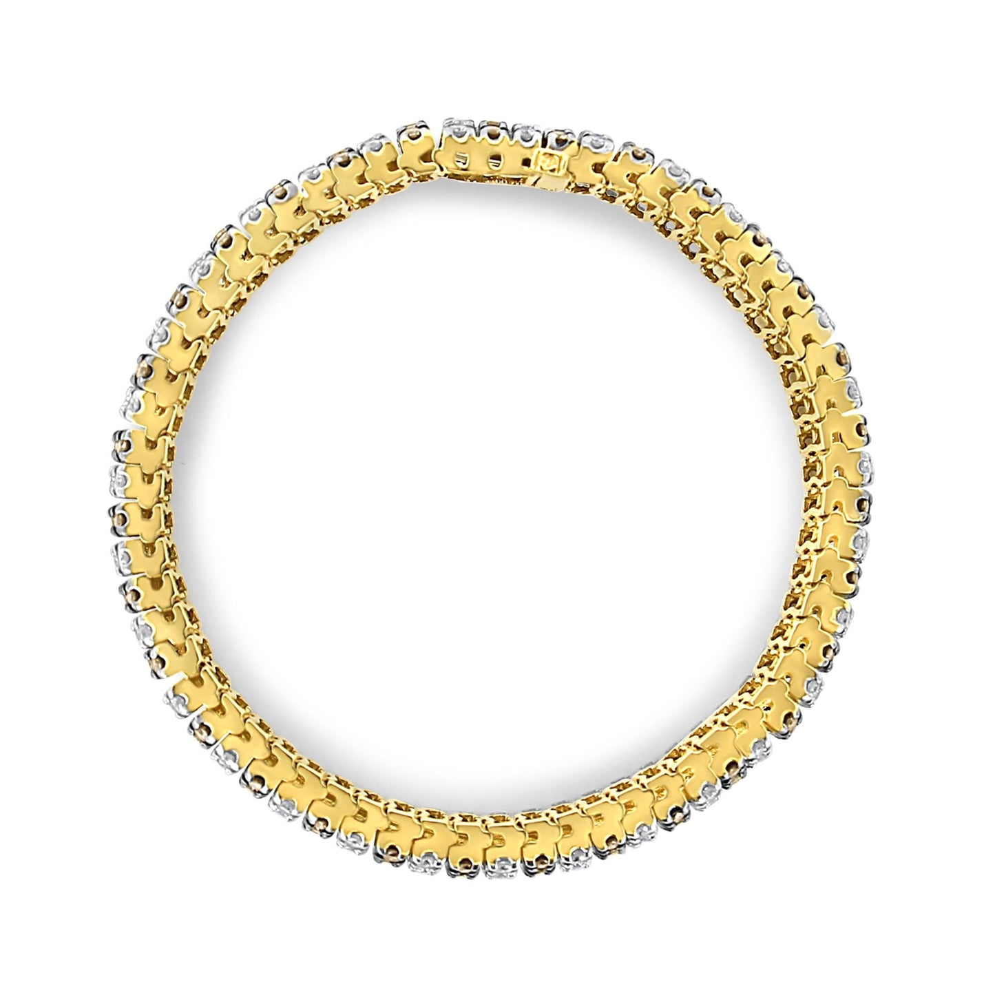 10K Yellow Gold 10 CTW 1/3 Cttw Alternating Coco Color and White Diamond 5 Row Tennis Bracelet (Brown/H-I Color, SI1-SI2 Clarity) - Size 7.25